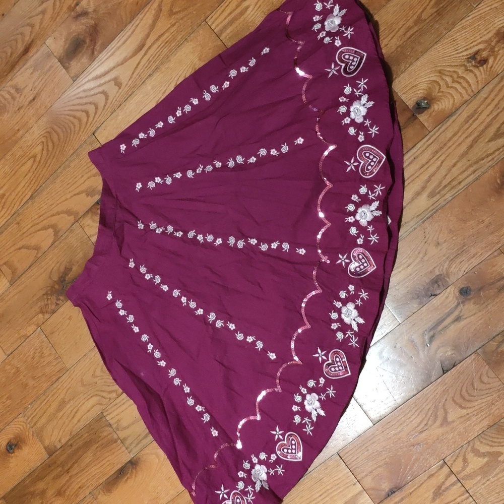 💗GUESS Pink Hearts Y2K Embroidered Skirt